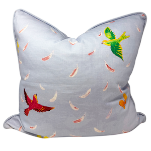 22" Paule Marrot Feathers Pillow in Grey