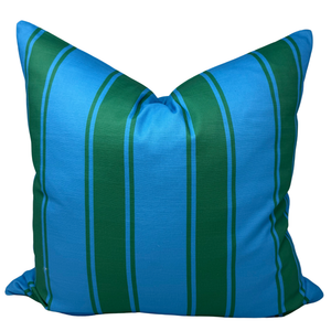 22" Riviera Stripe Pillow Cover in Cerulean and Green (#1)
