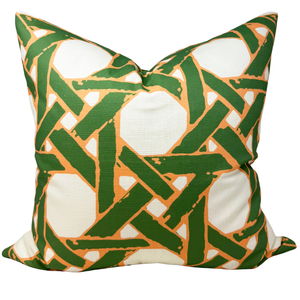 22" Cane Back Pillow Cover in Ocean Moss