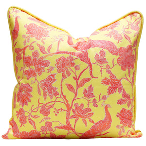 22" Peacock Batik Pillow Cover in Peony