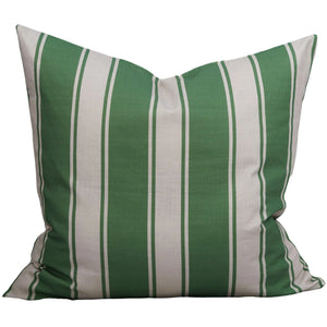 24" Riviera Stripes Pillow Cover in Hunter Green and Fog
