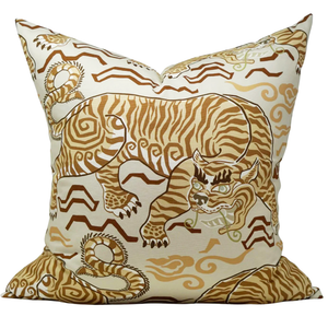 24" Tigers of Tibet Pillow Cover in Fawn